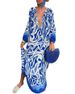 Women's 2023 Spring V Neck Loose Long Sleeve Printed Dress_ecoleips.com