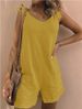 Women's Clothing Women's Sleeveless Jumpsuits Loose Fitting Overalls With Bamboo Jointed Cotton And Linen Pockets_ecoleips.com