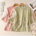 New Chinese Style Improved Embroidered Pullover Small Shirt For Women, Summer Thin Stand Collar Frog Button Cotton-Linen_ecoleips.com