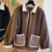 Women’s Chunky Knit Teddy Coat – Korean Winter Oversized Fleece Jacket With Patchwork Design & Acrylic Fur Trim_ecoleips.com