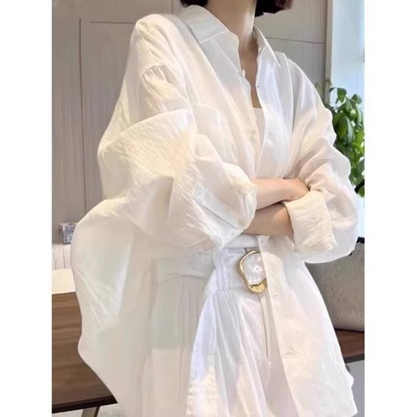 White Breathable Cotton And Linen Sunscreen Long-sleeved Shirt Women's Summer Thin Lazy Style Loose And Thin Casual Versatile Top_ecoleips.com
