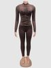 Women's Slim Fit Round Neck Top And Bottoms Set Long Sleeved Pleated European American Style Fashion Autumn_ecoleips.com