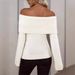Women's Sexy One Shoulder Knitted Sweater - Backless Long Sleeve Slim Fit Pullover For Evening & Party, Fashion Trend_ecoleips.com
