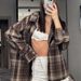 Vintage Plaid Shirt Jacket – Oversized Cotton Blend Long Sleeve Button-Up (Coffee/Tan, Relaxed Fit, Distressed Finish, Unisex Layering Essential)_ecoleips.com