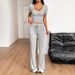 Cross-border European And American Y2K Sports Style Slim-fit Short-sleeve Pants Set, Women's Clothing 2025 Spring/summer_ecoleips.com