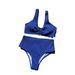 Women's Clothing New Style Solid Color Sexy Special Fabric High Waist Split Swimsuit_ecoleips.com