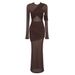 Wind 2025 Spring Hot Selling Fashionable New Long Skirt Mesh Perspective Sexy Slimming Folded Dress_ecoleips.com