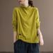 Turtleneck Pure Color All-Matching Long-Sleeved T-Shirt Women's Large Size Women's Loose Slimming Base Shirt Top Trendy_ecoleips.com