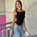 European And American Women's Clothing 2024 Winter New Fashion Hot Girl Slim Fit Ruched Irregular T-Shirt Top For Women_ecoleips.com