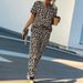 Summer New Casual Leopard Print For Women Short Sleeve Top And Long Pants Two-Piece Set_ecoleips.com
