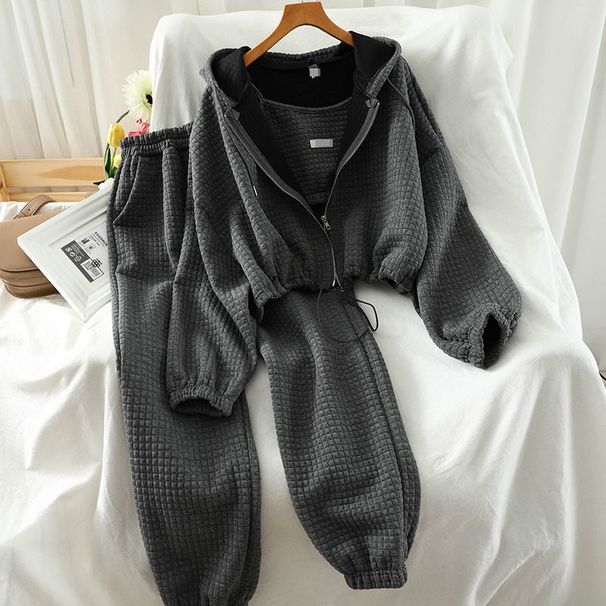 Women's Clothing Women's Retro Three Piece Suit Casual Sports Loose Jacket Leggings Set For Formal & Casual For Women_ecoleips.com