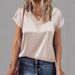 2026 New Lace V-Neck T-Shirt, Satin Loose Short-Sleeve Top For Women, Casual Cross-Border European And American_ecoleips.com