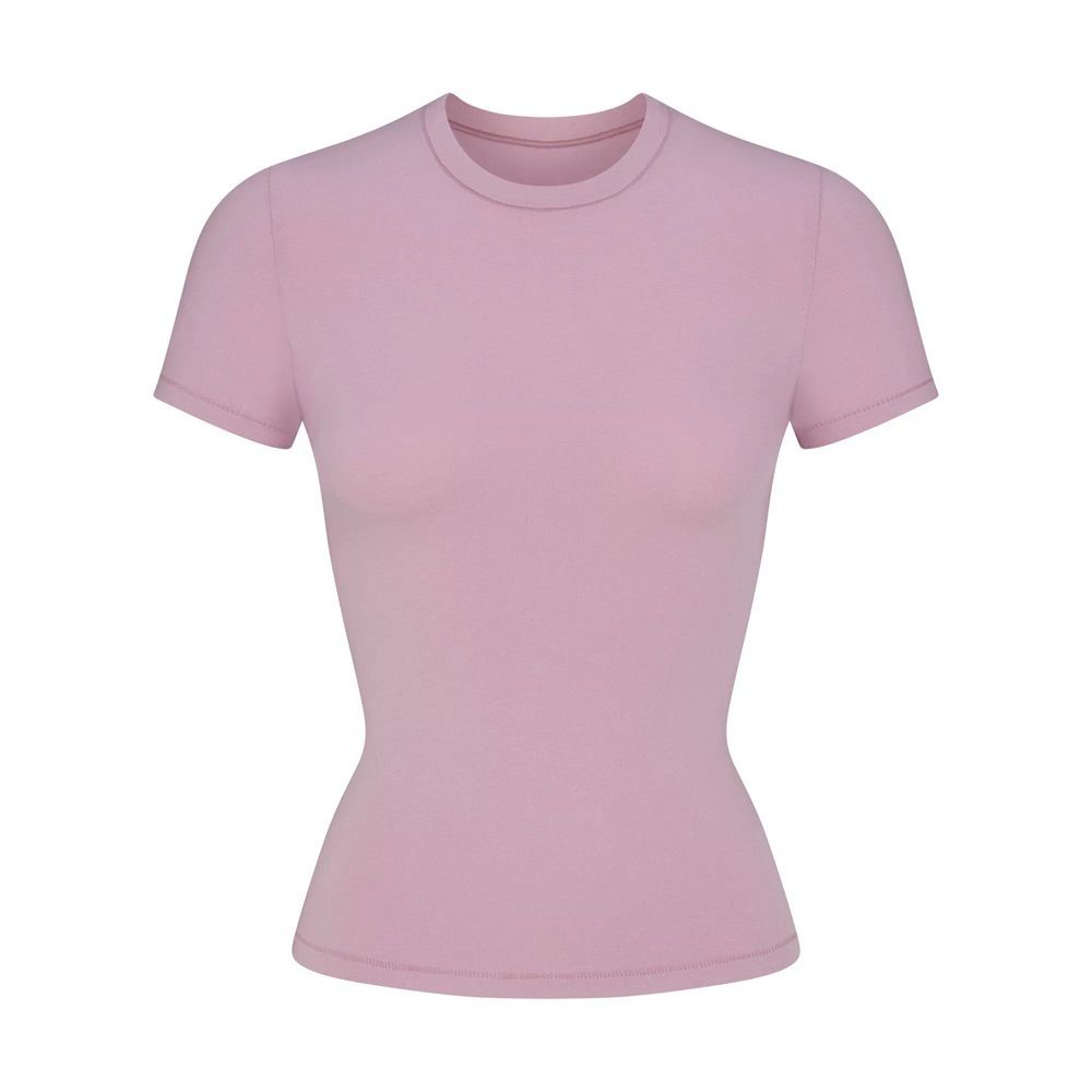 Women's Clothing Dirty Pink Slim Short Sleeved T Shirt Women Summer New_ecoleips.com