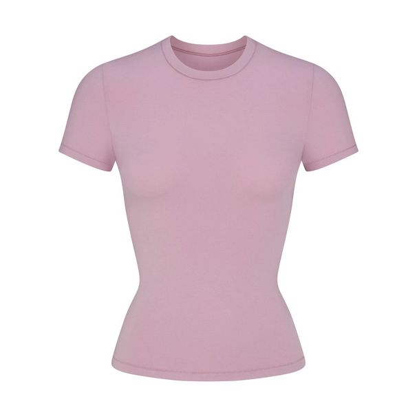 Women's Clothing Dirty Pink Slim Short Sleeved T Shirt Women Summer New_ecoleips.com