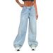 Foreign Trade European And American Mid-high Waist Commuter Light-colored Ins-style Straight Slim-fit Versatile New_ecoleips.com