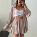Summer Long-sleeved Top Ruffle Edge Shorts Casual Fashion Suit Women_ecoleips.com