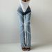 Women's Clothing Jeans Spring Ring Rhinestone Splicing Design Straight Trousers_ecoleips.com