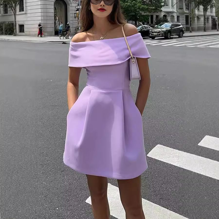 Women's Clothing Spring And Summer New Belt Shoulder Dress Leisure Fashion Party Dress_ecoleips.com