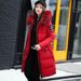 Women's Clothing Slim Fit Long Puffer Coat With Detachable Faux Fur Hood, Thicken Down Alternative Jacket, 3D Embroidery, Windproof Winter Coat_ecoleips.com