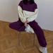 "Women's Retro Patchwork Sweatshirt Set – Sporty Color Blocked Long Sleeve Two Piece Outfit For Autumn & Winter"_ecoleips.com