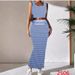 Summer Fashionable Striped Knitted Vest And Bodycon Skirt Set For Women Slim Fit Style_ecoleips.com
