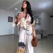 European And American Women's Clothing 2025 New Positioning Printing Loose Fashion Lantern Sleeve Shirt Wide Leg Pants Two-piece Suit_ecoleips.com