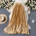 Women's Clothing New Style Light Luxury Heavy Pleated Mid Length A Line Skirt Spring Pleated Skirt_ecoleips.com