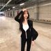 Autumn Quick-dry Yoga Jacket, Black Stand-up Collar, Slim-fit Casual Suit, Striped Korean-style Long-sleeve,_ecoleips.com
