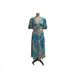 Women's Clothing Lantern Sleeve V Neck Silhouette Print Big Swing Holiday Style Dress Long Skirt_ecoleips.com