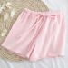 Summer Women's Cotton Muslin Pajama Shorts Lightweight Skin-Friendly Homewear Elastic Waist Casual Sleep Bottoms_ecoleips.com