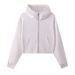 Heavy Women's Short Big Hair Ring Hooded Zipper Turtleneck Jacket Women's Trendy Brand Solid Color Hooded Sweater_ecoleips.com