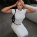 Women's Spring Summer Casual Set Style Short Cropped T-Shirt High Waisted Pencil Skirt Plus Size_ecoleips.com