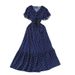 Women's French Style Sophisticated Layered Ruffle Sleeve V Neck Dress Summer Slimming Sweet Long Dress Pleated Waist_ecoleips.com