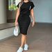 Women's Casual Round Neck Short Sleeve T-Shirt & Midi Skirt Set – 2026 Cross-Border Fashion 2-Piece Outfit With Side Stripe Accents_ecoleips.com
