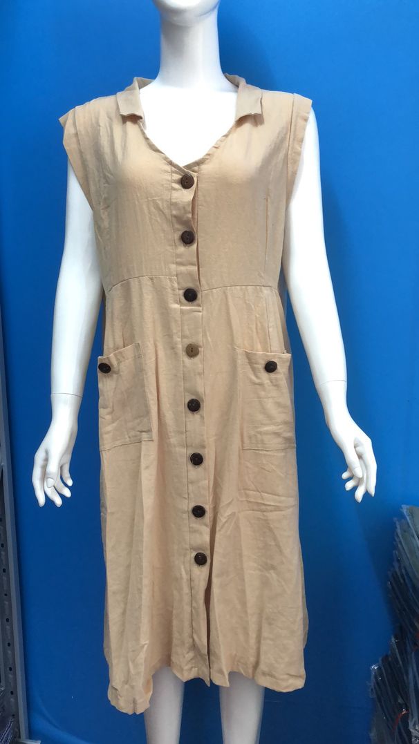 Aria Basics Aria Basics 2023 In-Stock European And American V-neck Single-Breasted Buttoned Dress With Pocket Design, Plus Size, Multiple Colors_ecoleips.com