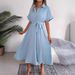 Ins Style Real Shot Summer European And American Casual Loose Solid Color Lace-up Shirt Long Dress Cross-border_ecoleips.com