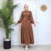 Elegant Muslim Dress For Women – Modest Long Skirt With Lace Patchwork, Slim Waist Design, Turkey Fashion (White/Black/Apricot/Sky Blue/Caramel)_ecoleips.com