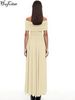 Hugcitar Elegant Slash Neck Short Sleeve Solid Ruched Sexy Bodycon Maxi Dress Fall Women Fashion Outfits Birthday Party Vacation_ecoleips.com