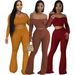 Elegant Women’s Palazzo Pants Set – Long Sleeve Blouse & Wide-Leg Trousers, Polyester-Spandex Blend (S-XXL, Red/Brown/Yellow, Evening Wear)_ecoleips.com