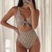 Women's Plaid Lace-Up Bikini One Piece Swimsuit European American Style Beach Hot Spring Swimwear Cross Border 2026 New_ecoleips.com
