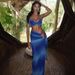New 2024 Sexy Knitted Spaghetti Strap Top Split Skirt Two Piece Set Beach Vacation Swimwear Cover Up Dress_ecoleips.com