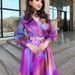 Spring And Summer New European And American Printing Large Swing Mesh Dress Commuter European And American Women's Dress_ecoleips.com