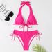 Women's Clothing Swimsuit Strap On Ins Bikini Sexy Solid Color Swimsuit Beach Vacation Bikini_ecoleips.com