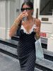 Tossy Lace V-Neck Patchwork Maxi Dress Women Backless High Waist Slim Spaghetti Contrast Party Dress Female Spring Long Dress_ecoleips.com