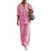 European American Cross-Border Women's Two-Piece Set 2025 Turn-Down Collar Long Sleeve Shirt Spring And Autumn Casual_ecoleips.com