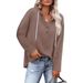 Spring/Summer Women's V-Neck Buttoned Hooded Long-Sleeve Sweatshirt_ecoleips.com