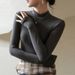 Women's Semi-Turtleneck Fleece-Lined Thermal Shirt - Slim Fit Long Sleeve Base Layer For Autumn/Winter - Soft Brushed Inner, High Elasticity_ecoleips.com