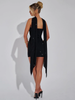 Mozision Sequins Backless Sexy Mini Dress For Women Robe Elegant Sparkle Scarf Collar Strapless Sleeveless Bodycon Club Dress_ecoleips.com