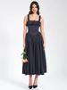 Mozision Elegant Satin Backless Midi Dress For Women High Quality Sundress Fashion Square Collar Sleeveless Loose Pleated Dress_ecoleips.com