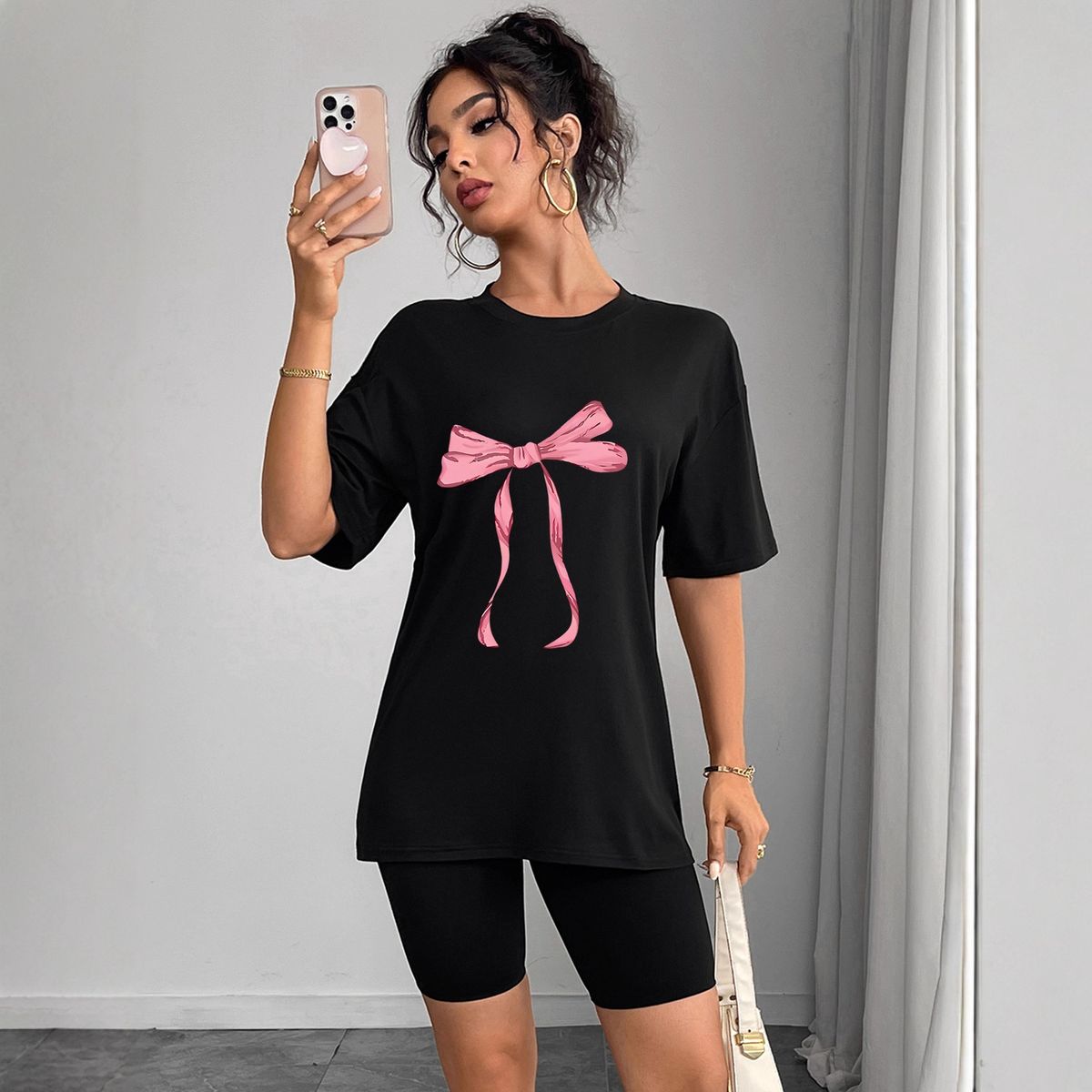 Women's Casual round Neck Short Sleeve T-Shirt Multi-Color Solid Loose Printed Top European American Style Fashion Sportswear_ecoleips.com